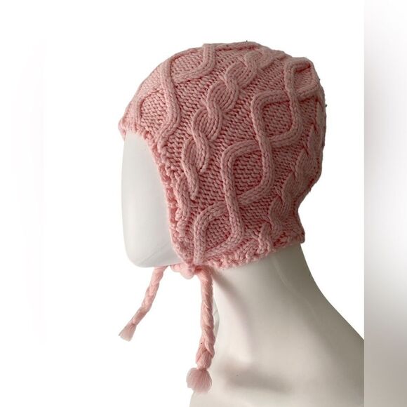 Girl’s Acrylic Knit Winter Hat with chin ties - Picture 4 of 9
